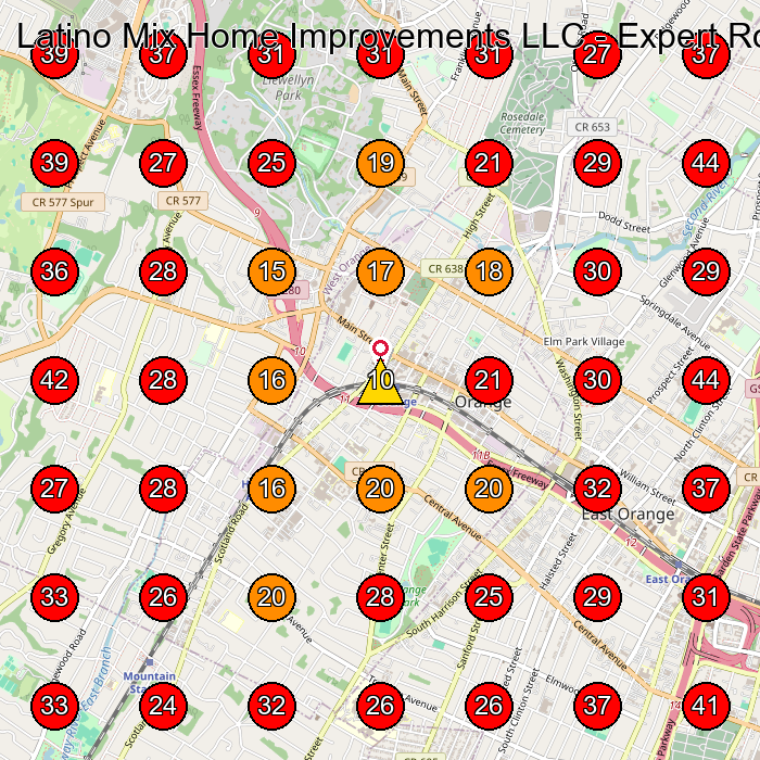 Latino Mix Home Improvements LLC - Expert Roofing Company, Roof Repair, Roof Replacement Contractor GeoGrid visibility map for Roofing Contractor in East Orange